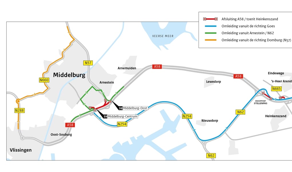 Eind juni verkeershinder A58 en N57 door werkzaamheden Rijkswaterstaat