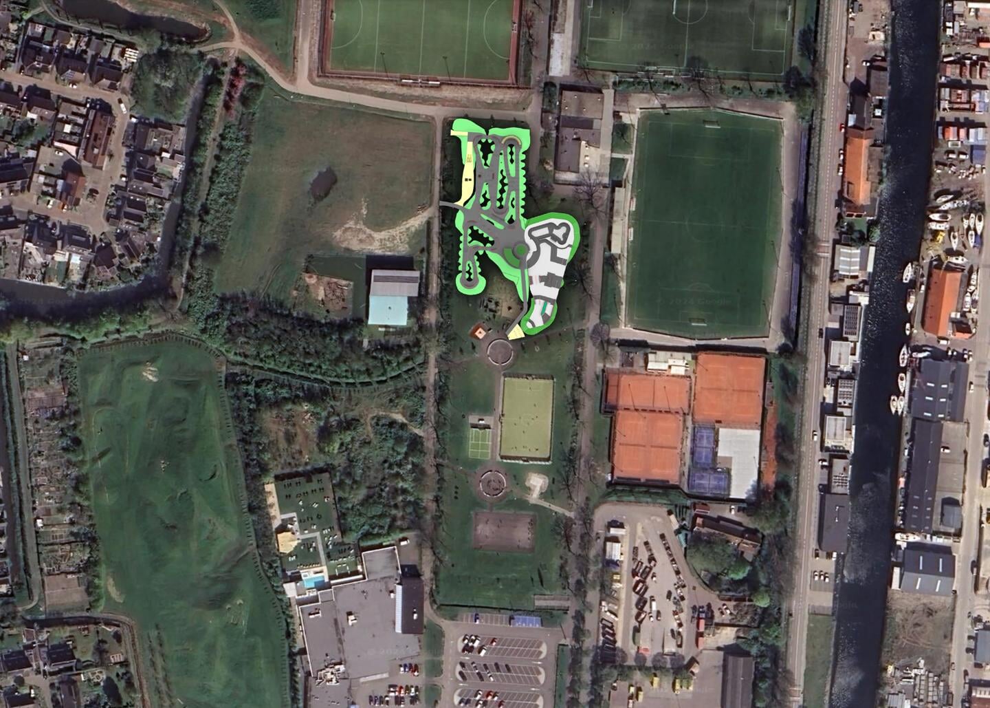 De locatie van het sportpark op Het Schenge in Goes.