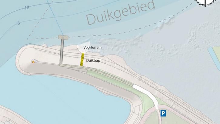 Op deze locatie wil de Nederlandse bond de nieuwe duiktrap plaatsen.