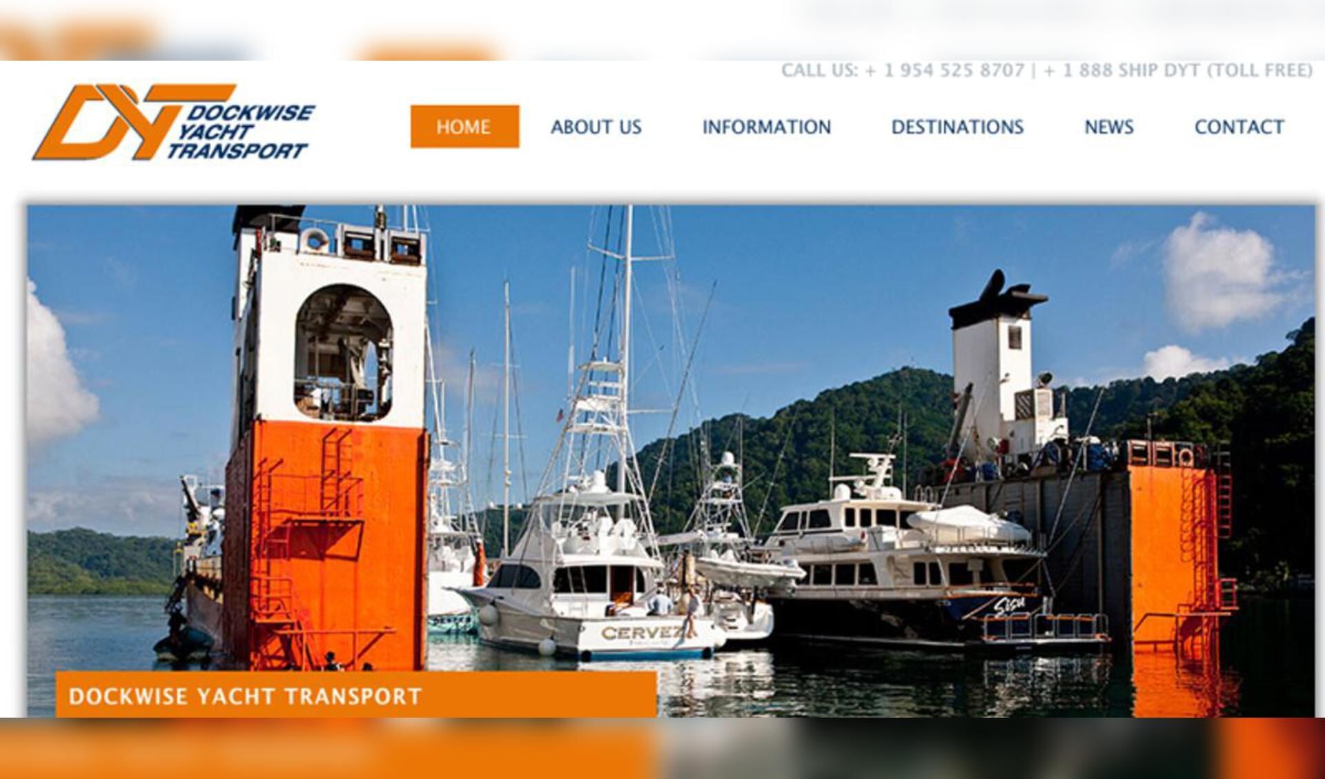 Screenshot website Dockwise Yacht Transport