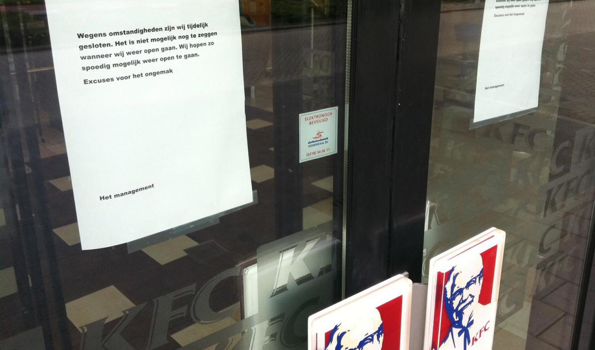 Kentucky Fried Chicken heeft in Breda, Tilburg en Eindhoven tijdelijk de deuren gesloten. foto Wijnand Nijs