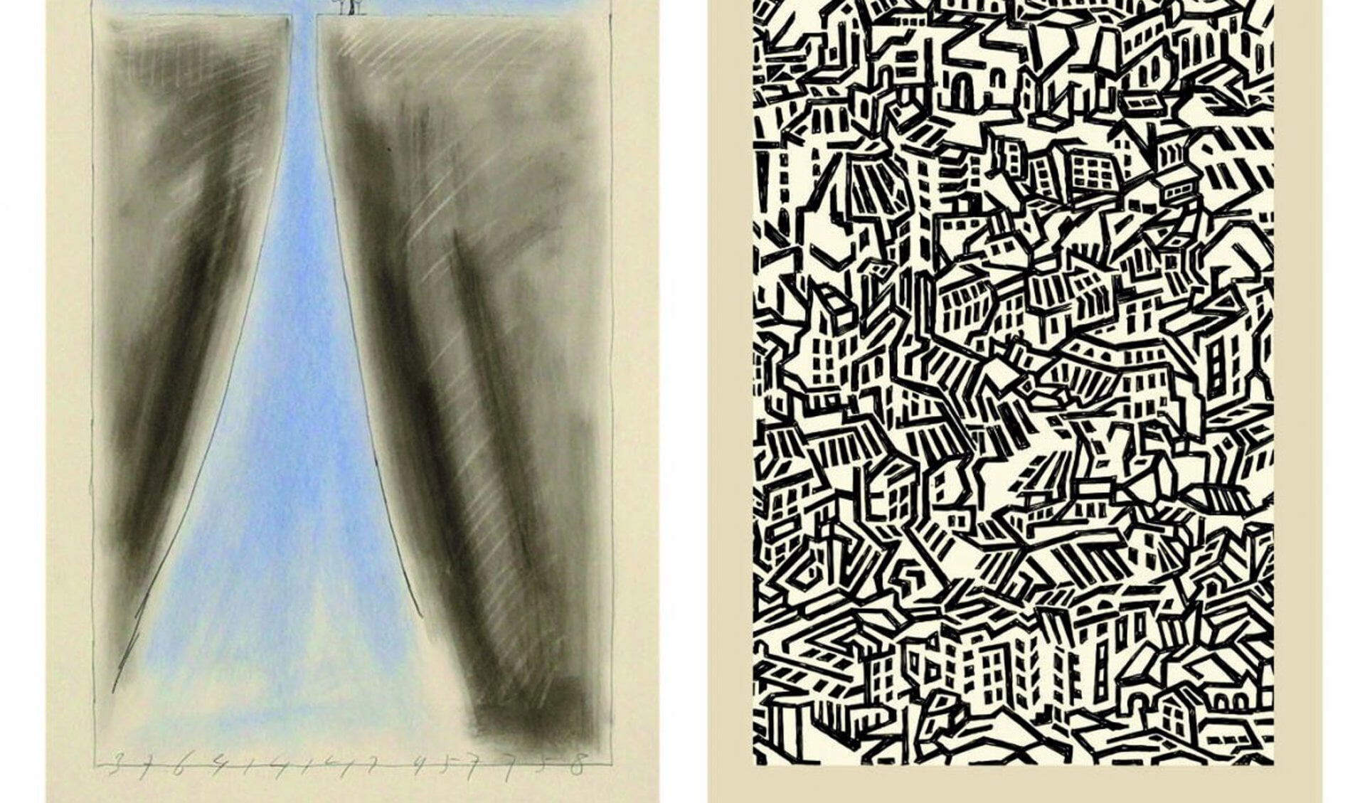 Links: sarabande, de weg tot vereniging (Jaap Mulder) en rechts a geometry echoes (Yvon Né).