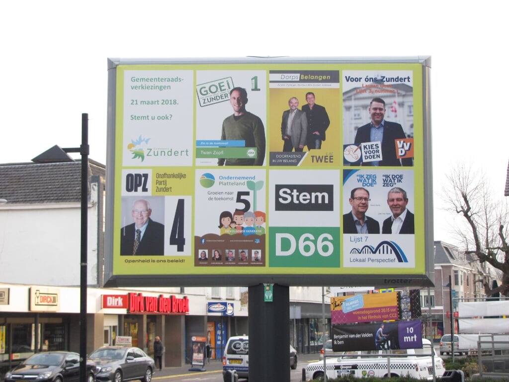 'Zundertse' campagneposters in aanloop naar de gemeenteraadsverkiezingen 2018.