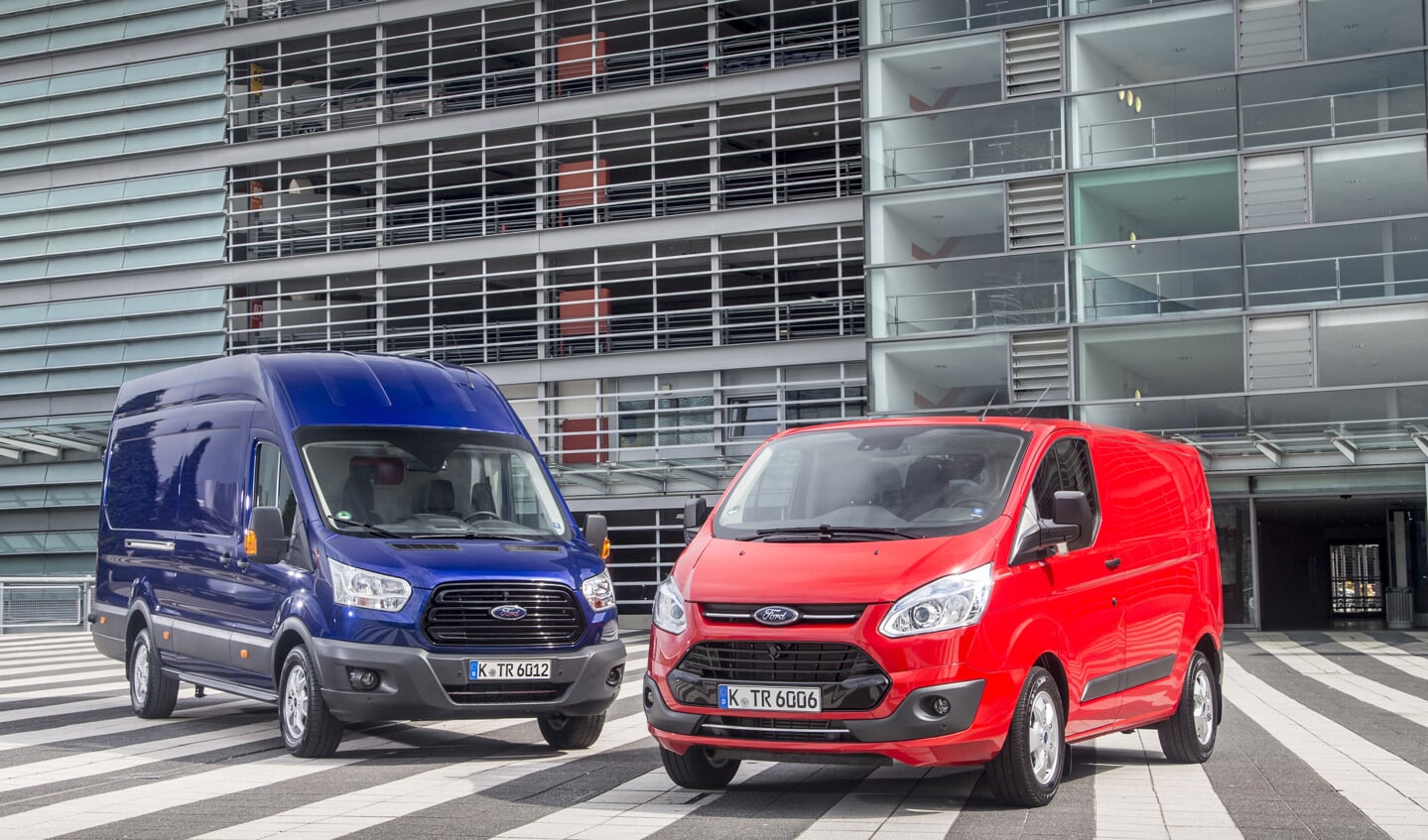De nieuwe Transit-modellen van Ford, nu opgesteld in de bedrijfswagencentra van Ardea Auto.