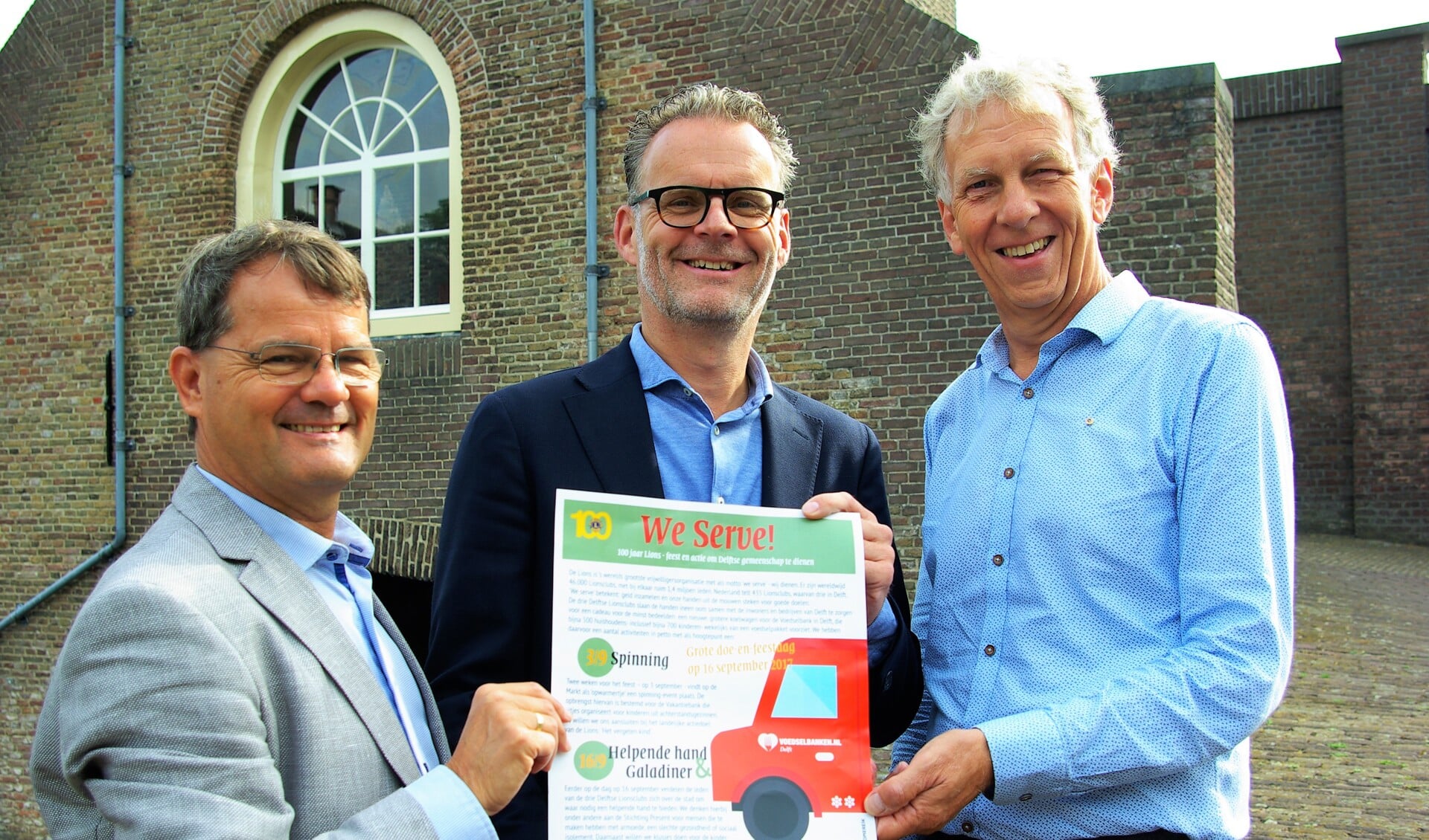 De voorzitters van de drie Delftse Lionsclubs: Kees Willemse, Eric Boer en Paul Mekking (v.l.n.r.). 
