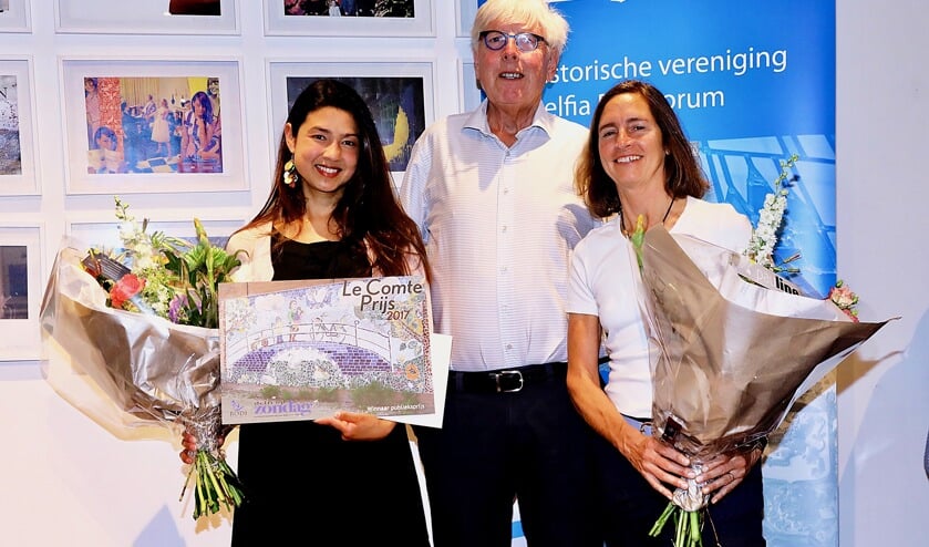 v.l.n.r. Winnares en industrieel ontwerpster Claudia Latorre, nachtburgemeester Leo Quack en kunstenares Nan Deardorff-McClain