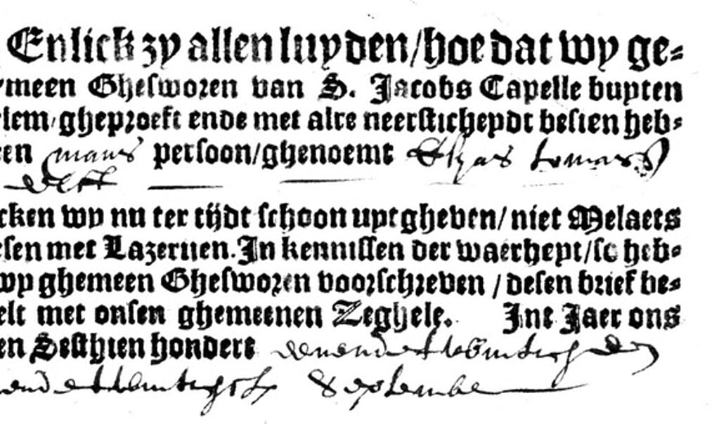 De verklaring uit 1621 dat Esyas niet melaats is