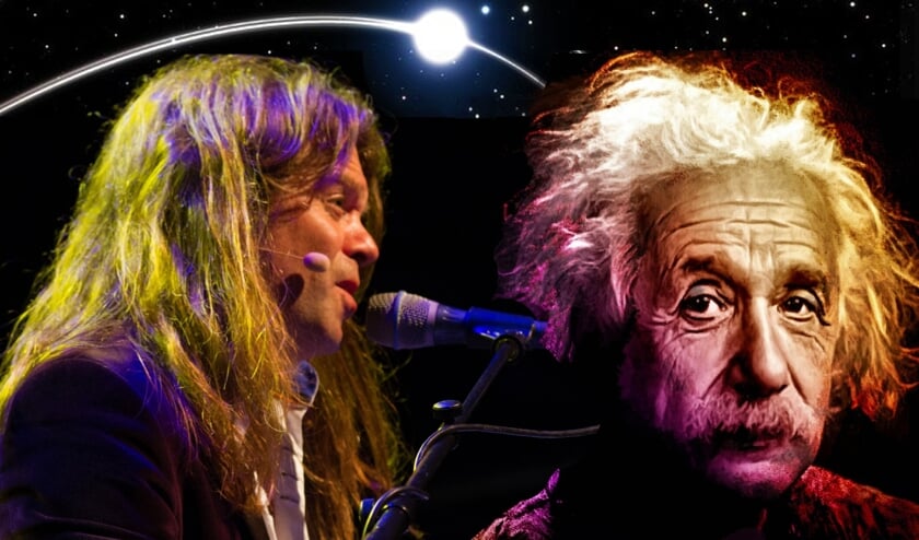 Frank Bleuka eert Einstein in het Rietveld Theater (Foto: M.P.I. van Oort & O.J. Turner)