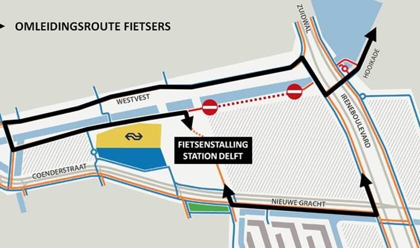 De nieuwe situatie voor fietsers op dit kaartje geschetst