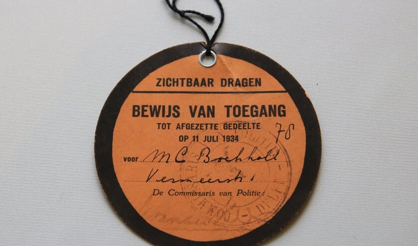 Bewijs van toegang koninklijke uitvaart prins Hendrik, 1934 (Archief 598, 1393; foto Bas van der Wulp)