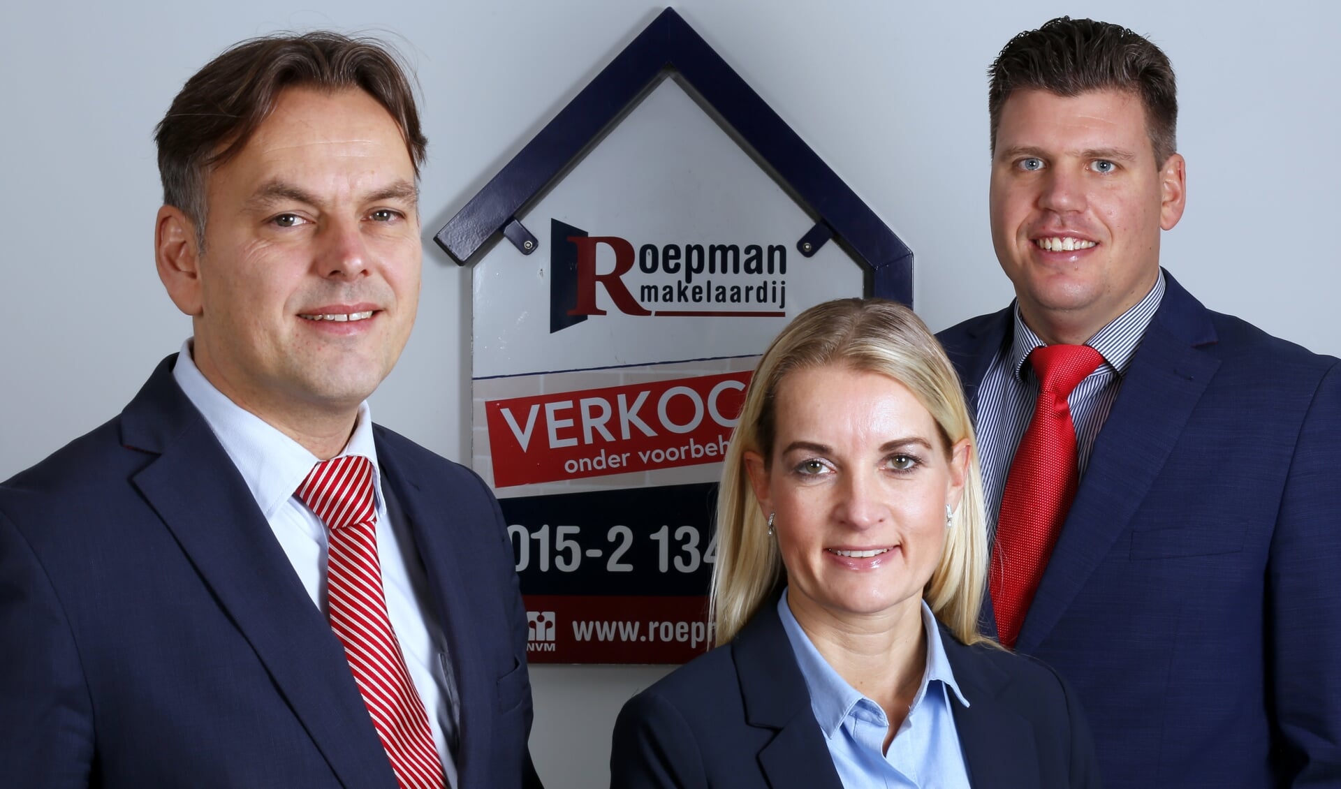 Het team van Roepman Makelaardij, met van links naar rechts Ronald Roepman, Nicole Dekker en Martijn Sinnema.