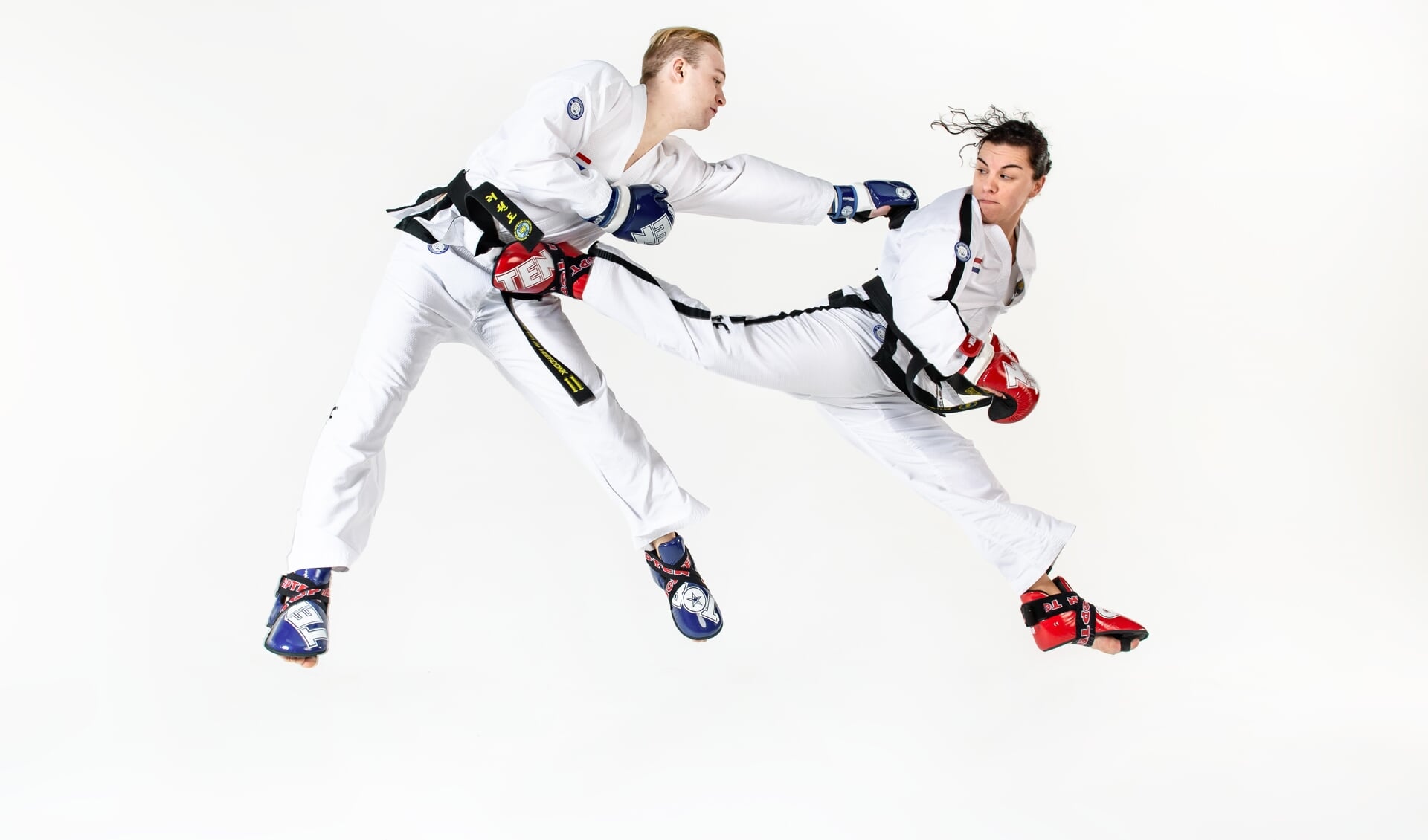 Taekwondoka Graziella Idili (rechts) en Europees Kampioen Chris van de Veerdonk (links) (foto: GI)