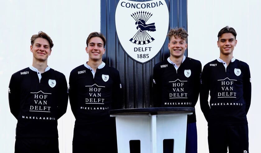De aanstormende talenten van Concordia. Van links naar rechts: Tijs, Noam, Felix en Mika (Foto: Koos Bommelé)