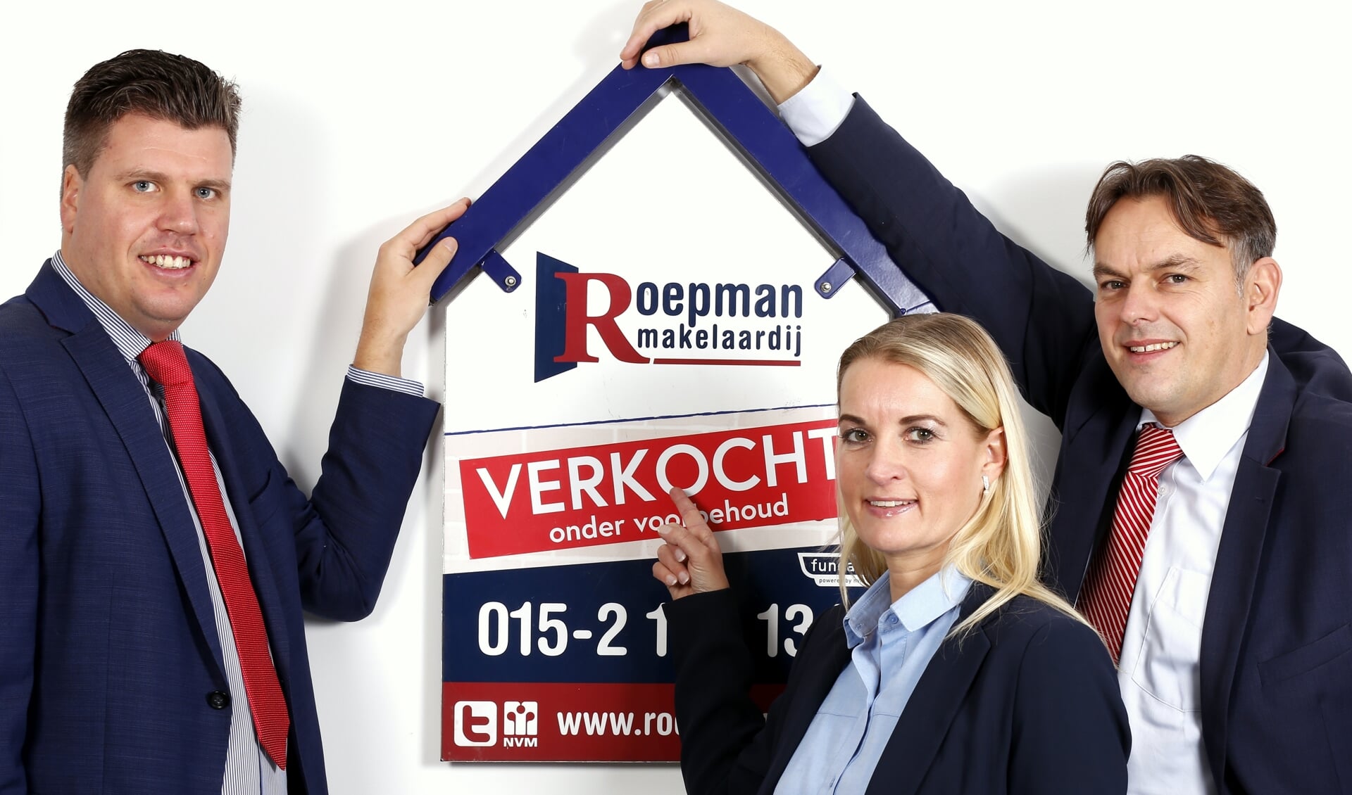 Roepman Makelaardij, met van links naar rechts Martijn Sinnema, Nicole Dekker en Ronald Roepman.