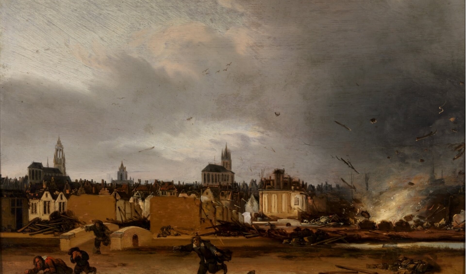 Explosie van het kruithuis te Delft, Egbert Lievensz. van der Poel, (na) 1654 
Museum Prinsenhof Delft. Bruikleen Rijksdienst voor het Cultureel Erfgoed (Foto: Tom Haartsen)