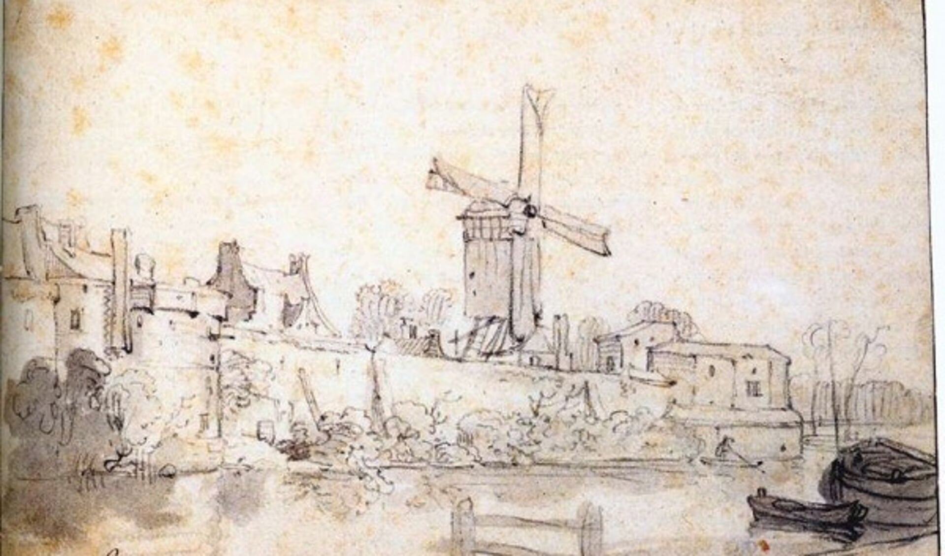 Een Delftse stadsmuur met begroeiing rondom ca.1643, door Gerbrand van den Eeckhout