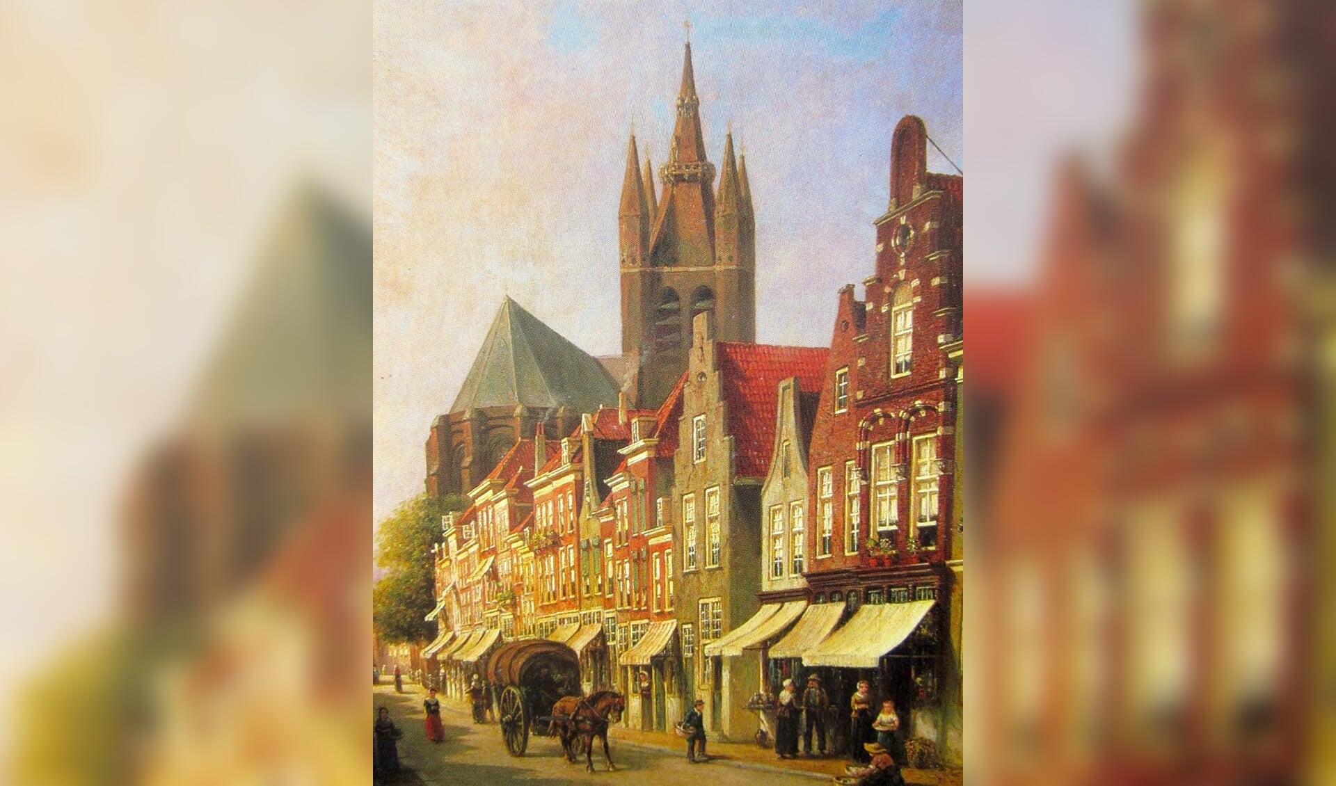 In 1888 schilderde Petrus Gerardus Vertin de Choorstraat met zicht op de Oude Kerk