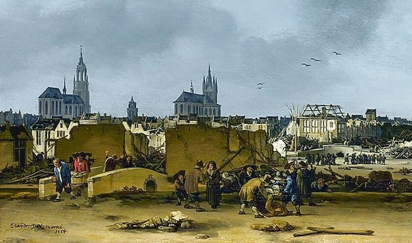 De ravage na de Delftse Donderslag, Egbert Lievens van der Poel, 1654  
