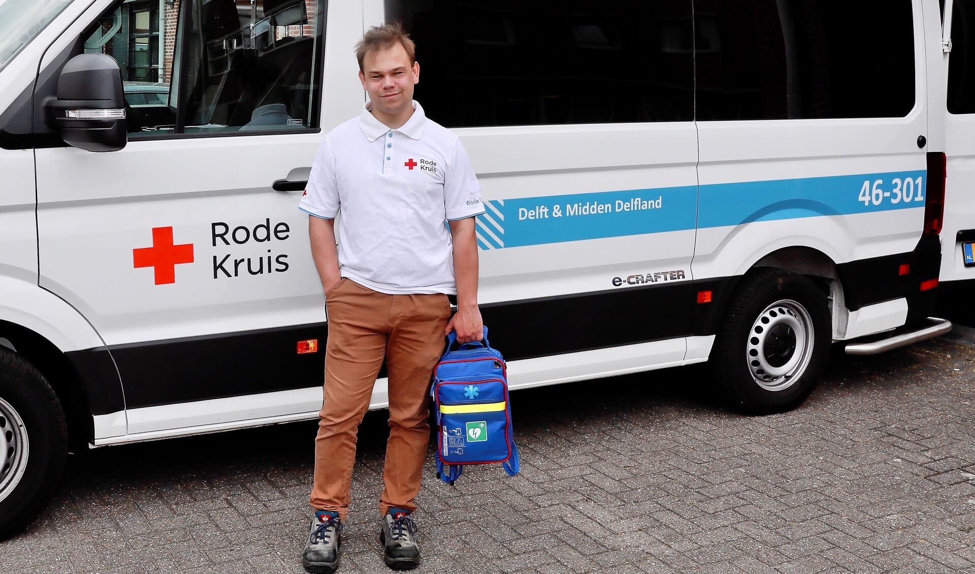 Robin Schans is vrijwilliger bij het Rode Kruis. (Foto: Koos Bommelé)