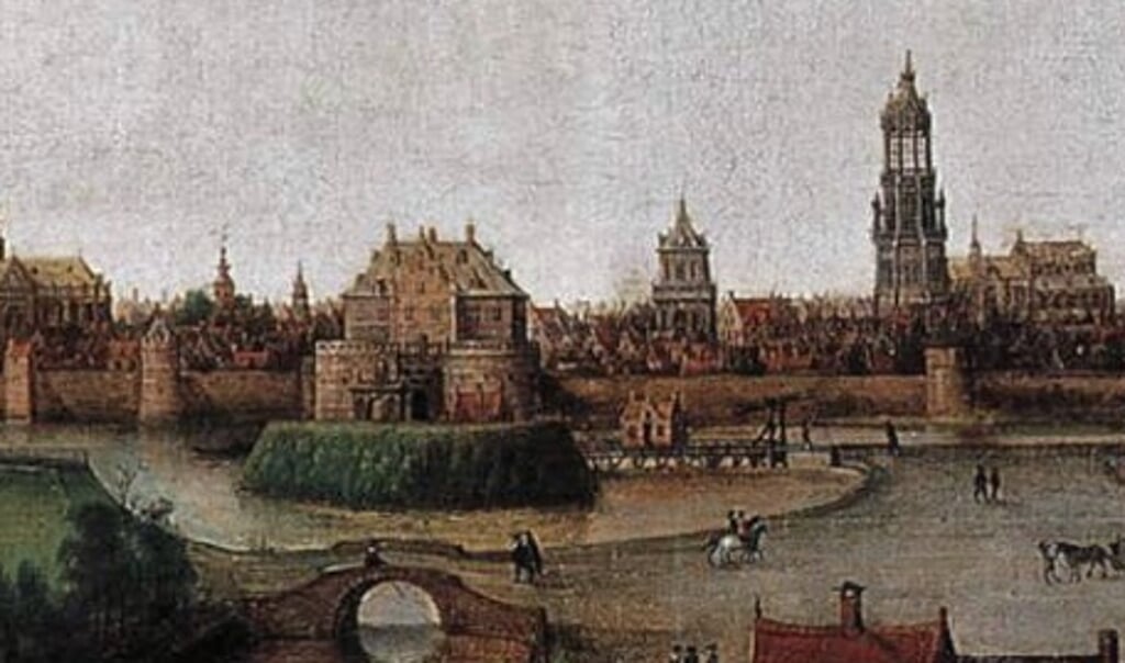 De Waterslootse poort, fragment uit ‘Stadsgezicht op Delft’ 1615, Hendrick Cornelisz Vroom