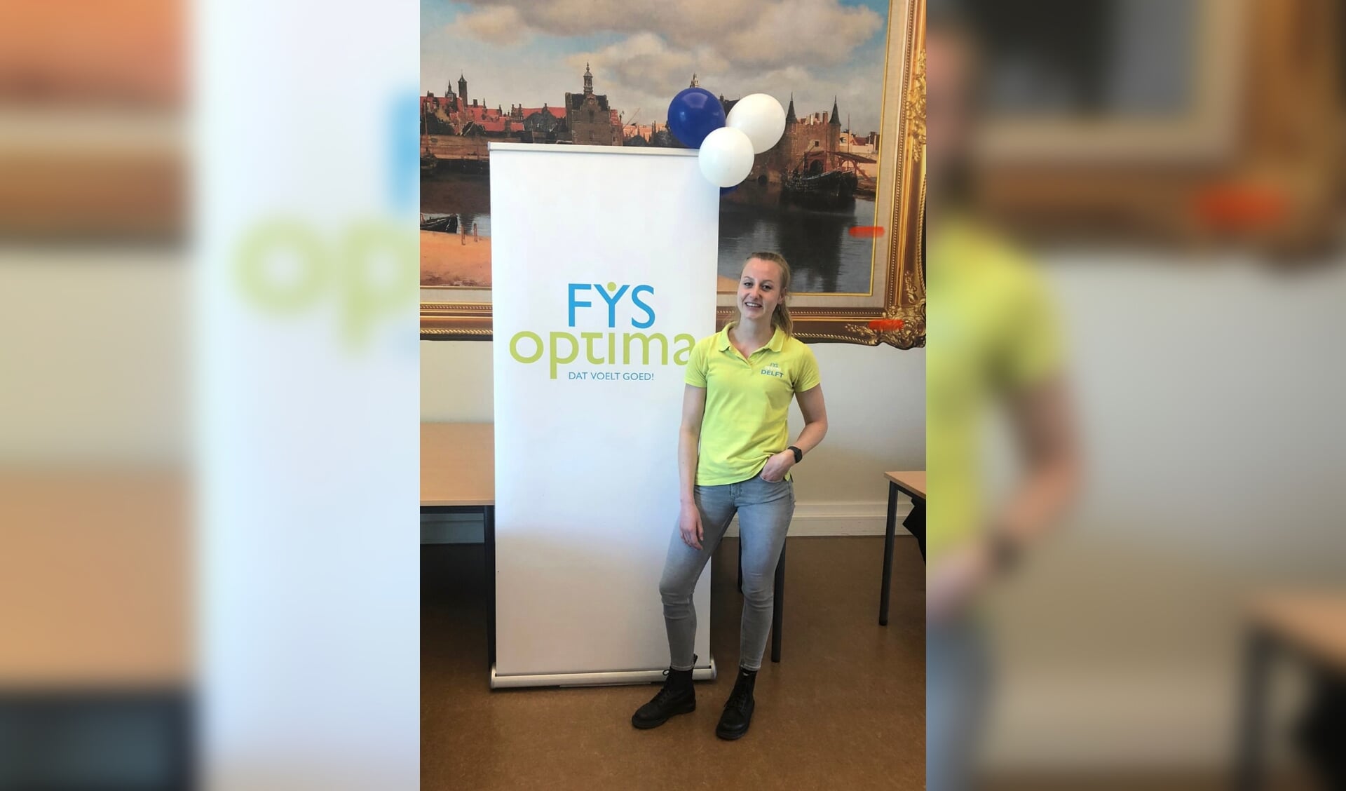 Fysiotherapeute Naomi verzorgt bij Fys'Optima Delft in De Vermeertoren de training Fit Ouder Worden. (Foto: PR) 