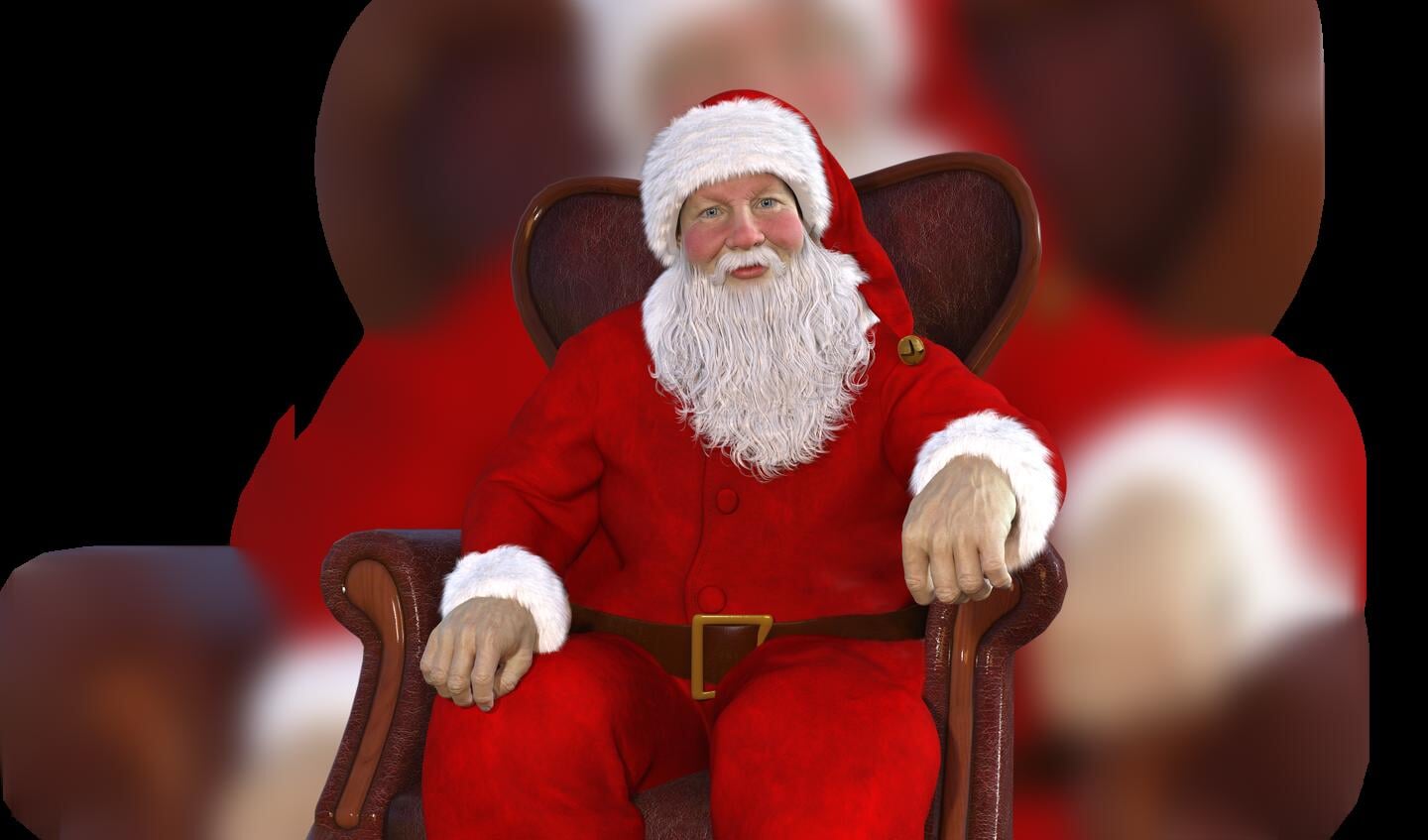 Julemanden har røde kinder og er glad - det er nok, fordi han har fået ...vingummi, varm mælk eller måske en kiks?
