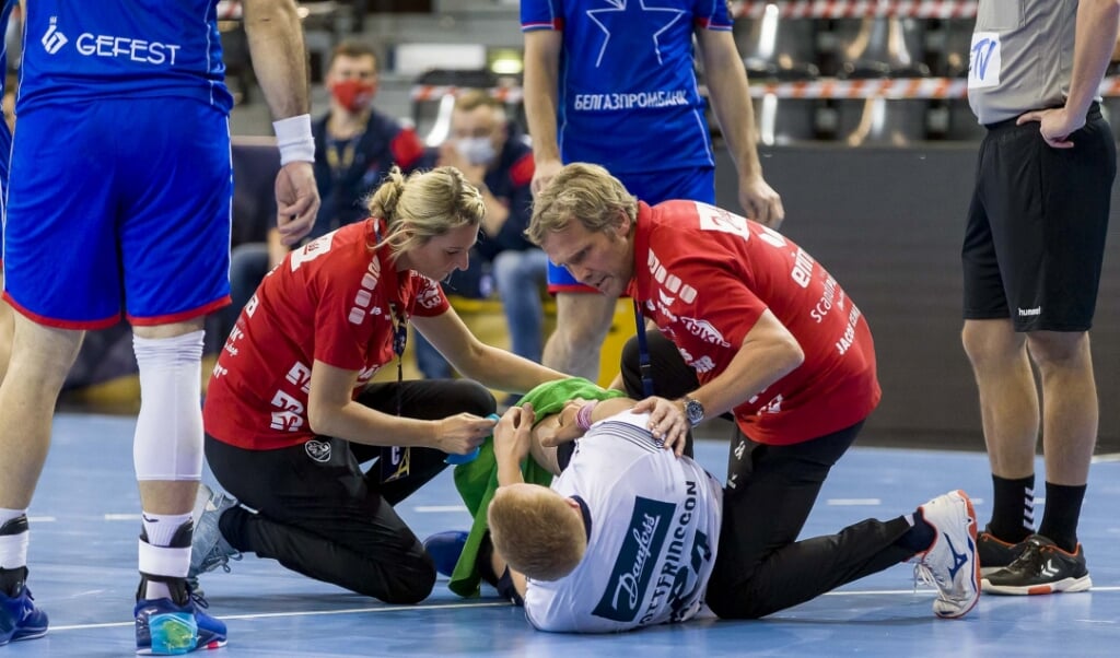 Jim Gottfridsson musste schon nach knapp vier Minuten gegen den HC Meshkov Brest die Segel streichen. ( Lars Salomonsen)