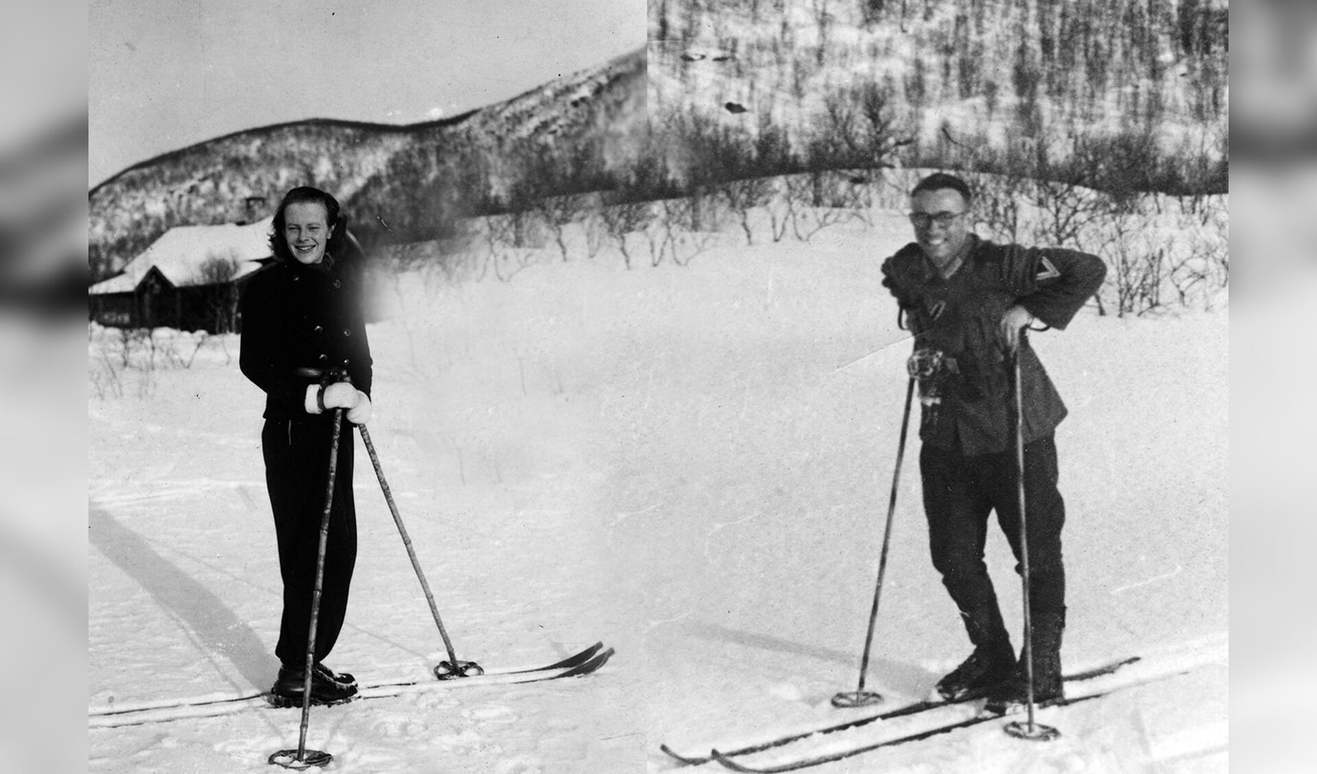 Norske Lillian og tyske Helmut tog ofte ud og stod på ski - på den måde blev deres kærlighed under Anden Verdenskrig ikke så let opdaget. Privatfoto