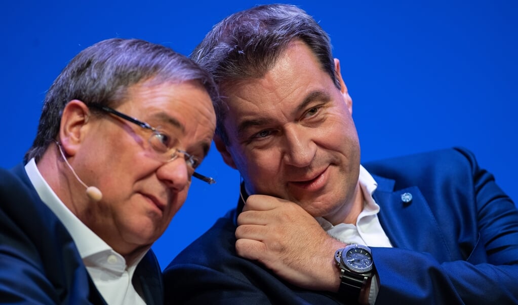 Hverken Nordrhein-Westfalens ministerpræsident og CDU-formand Armin Laschet eller CSU-chef og ministerpræsident Markus Söder har officielt meddelt, at de har ambitioner om at indtage kanslerkontoret. (Guido Kirchner/dpa.)
