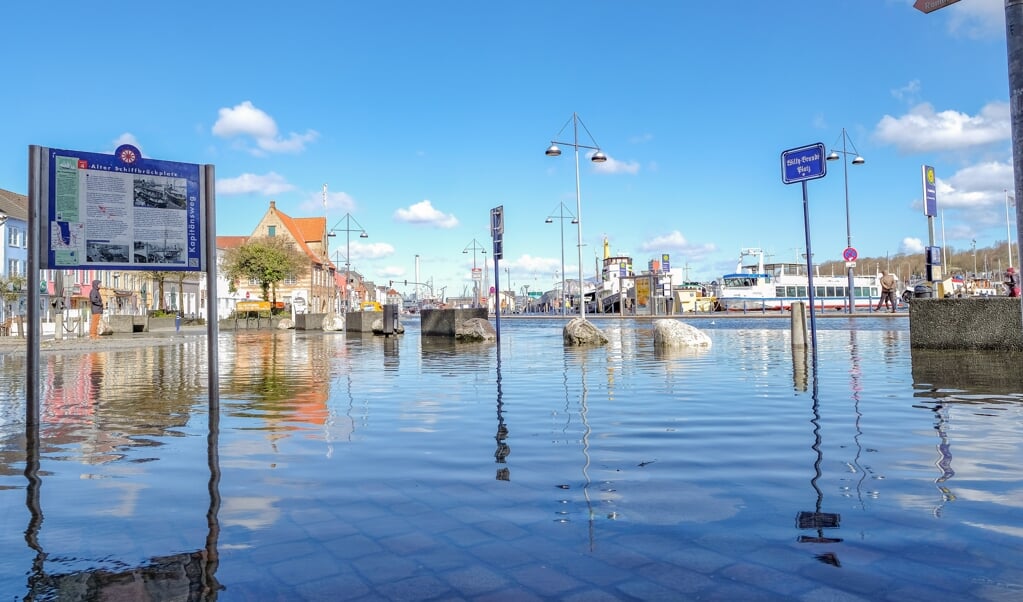 Sådan så det ud, da der sidst var oversvømmelse i Flensborg tilbage i marts.   (Sven Geißler)
