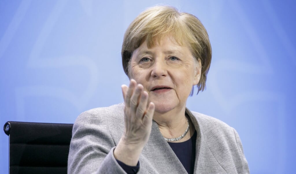 Angela Merkel mødes i dag med de tyske delstaters regeringschefer til en videokonference for at drøfte nye forholdsregler mod smittespredning. Thomas Imo/photothek. via www.imago-images.de/Ritzau Scanpix. (Ritzau Scanpix)