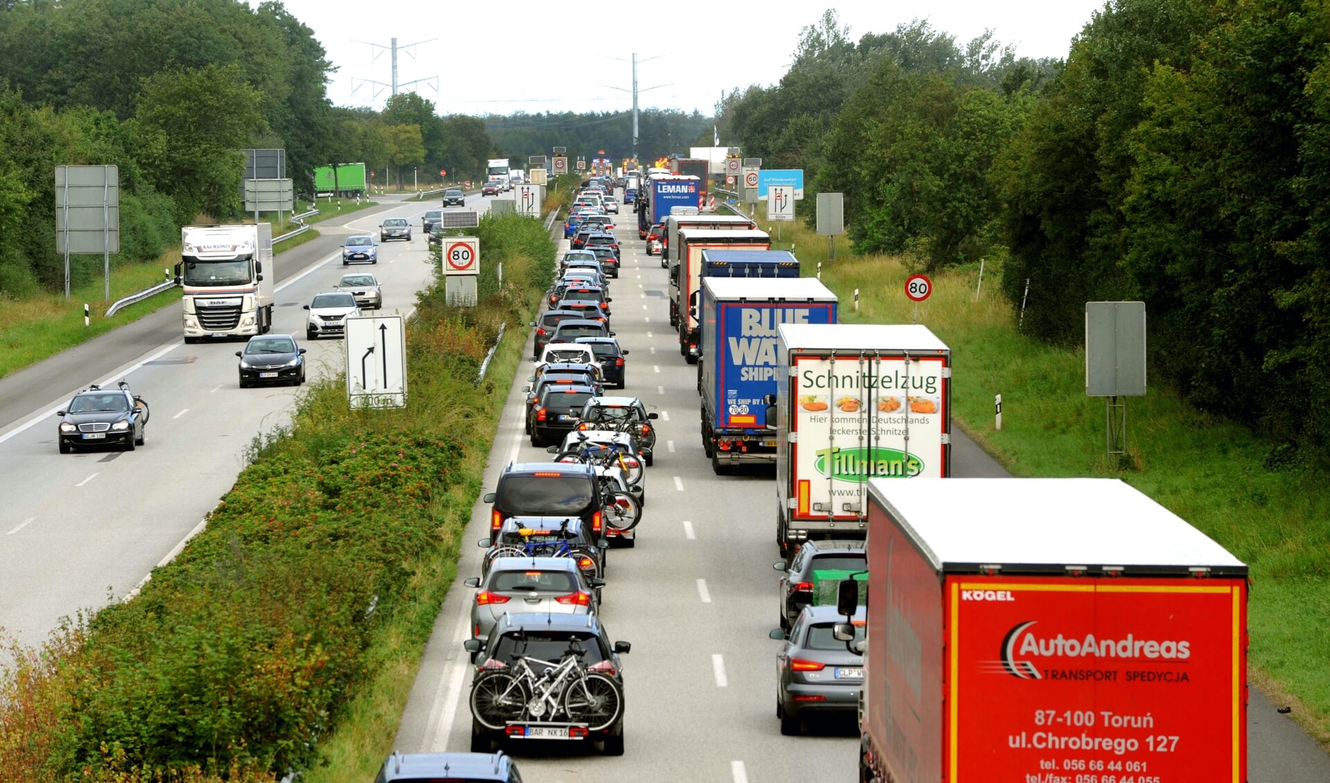 Der foretages stikprøvekontroller ved grænsen til Danmark, og det gav lørdag formiddag en del kø på motorvejen.