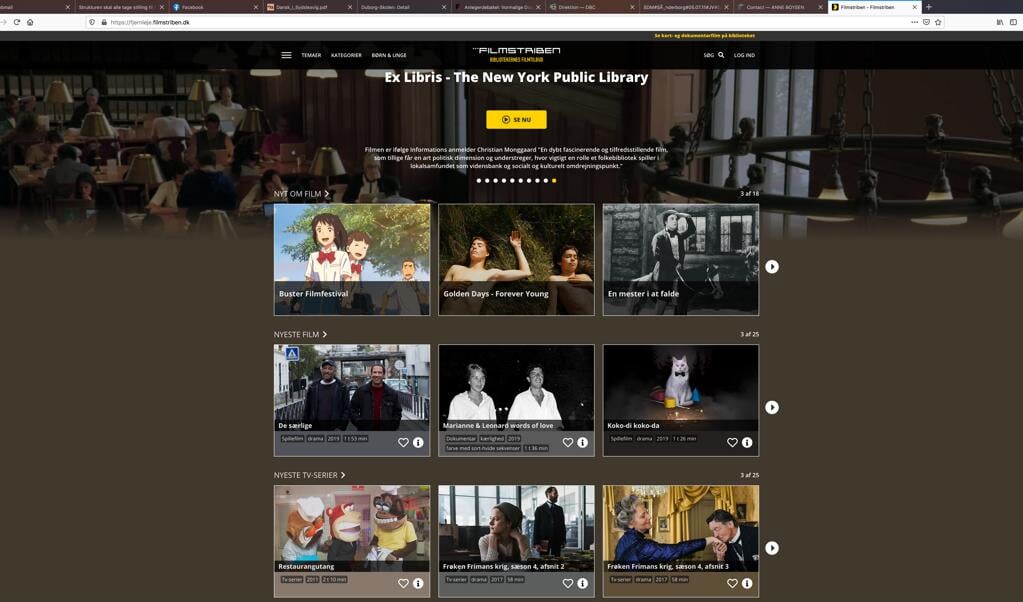 Der er adgang til et meget stort antal danske og udenlandske film på filmstriben.dk. Film som alle danskere med et lånerkort meget let kan streame. Screenshot: Flensborg Avis (Flensborg Avis )