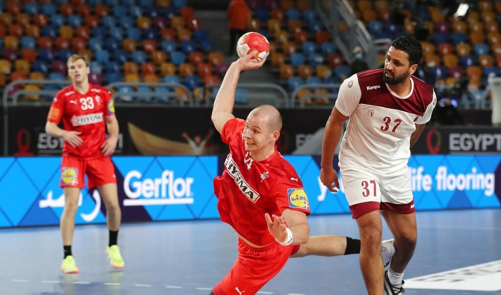 SG Flensburg-Handewitts Simon Hald viste også for Danmark sit værd i offensiven. ( Mohamed Abd El Ghany/Reuters/Ritzau Scanpix)