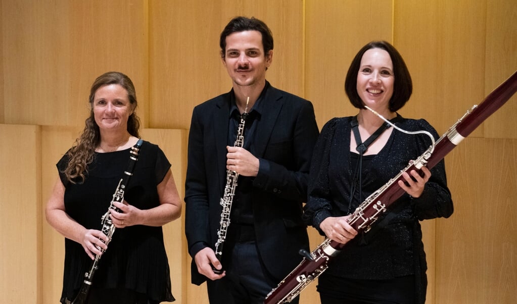 Tre af de medvirkende musikere på søndag er fra venstre Susanne Cornelius, Guillaume Gerbaud og Catarina Zeh. (SSO)