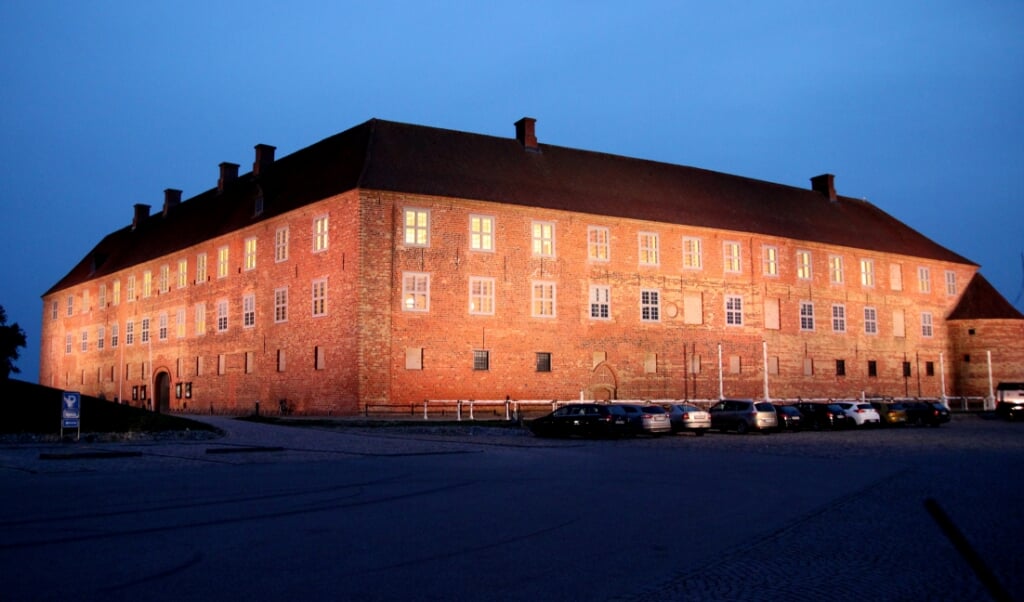 Sønderborg Slot med lys på.    (Kim Holm, JydskeVestkysten)