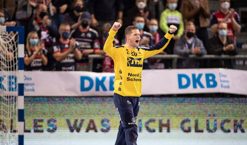 Kevin Møller schraubte gegen den SC DHfK Leipzig eine amtliche Leitsung heraus und durfte sich sogar als Torschütze feiern lassen.  ( Lars Salomonsen)