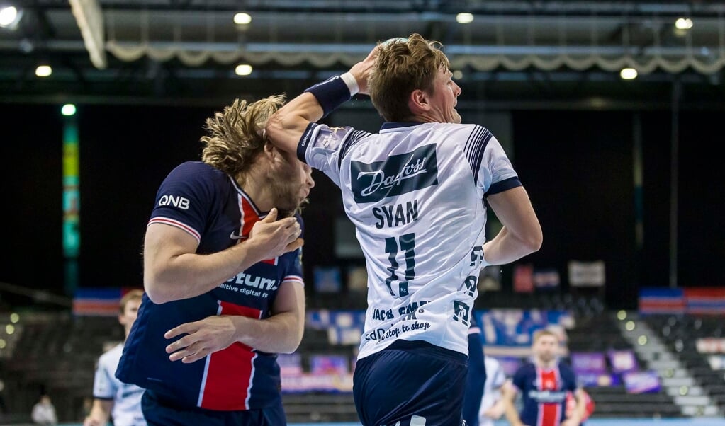 Lasse Svan hat seinem Landsmann Mikkel Hansen in der Champions League gleich zwei Mal eins ausgewischt. Nach dem Sieg in Paris gewann die SG Flensburg-Handewitt auch das Rückspiel. ( Lars Salomonsen)