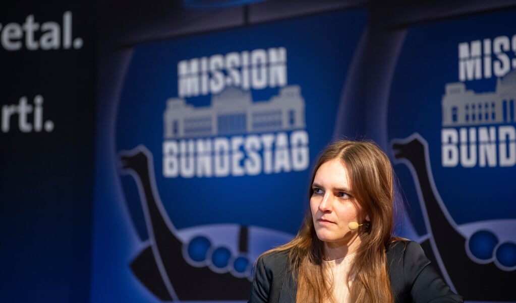 Der skal kæmpes for hver stemme til forbundsdagsvalget, understreger Maylis Roßberg, forkvinde for SSWUngdom og kandidat nummer to på SSWs liste til valget. (Kira Kutscher)