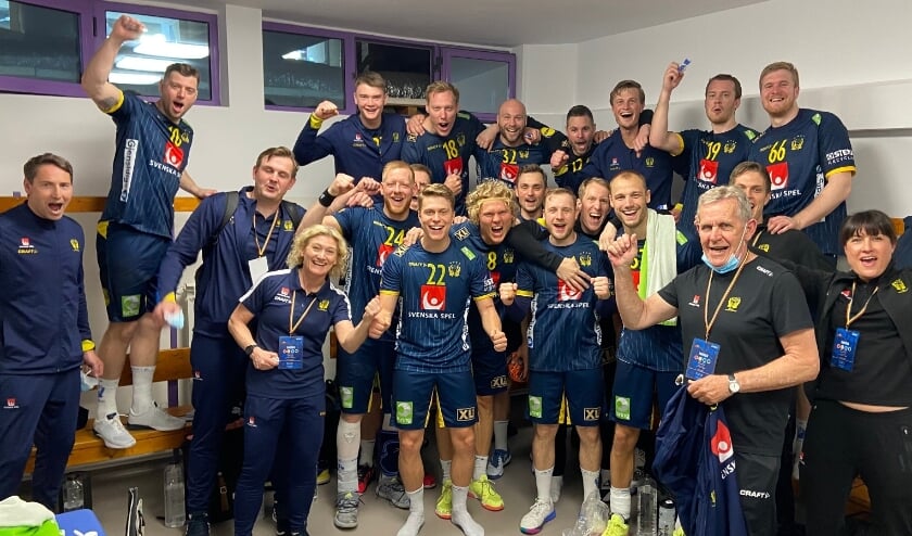 Die Freude bei Schwedens Handballern war nach der gesicherten Qualifikation groß.