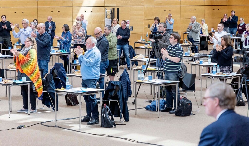 Der var 127 delegerede til landsmødet i A. P. Møller Skolen i Slesvig. Rekordstort i nyere tid. Fotos: Lars Salomonsen (Lars Salomonsen.)