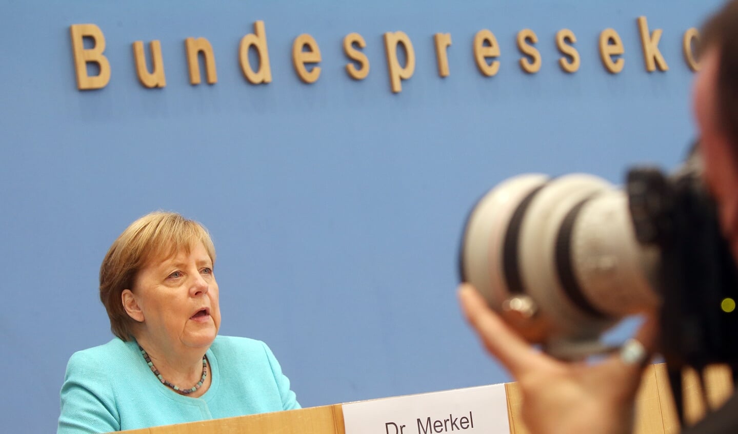 Angela Merkel holdt torsdag sit sidste sommerpressemøde. Foto: 