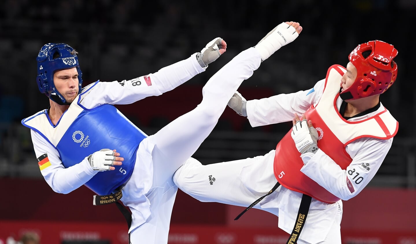 Alexander Bachmann (l.) deltog for Tyskland i taekwondo i Tokyo.