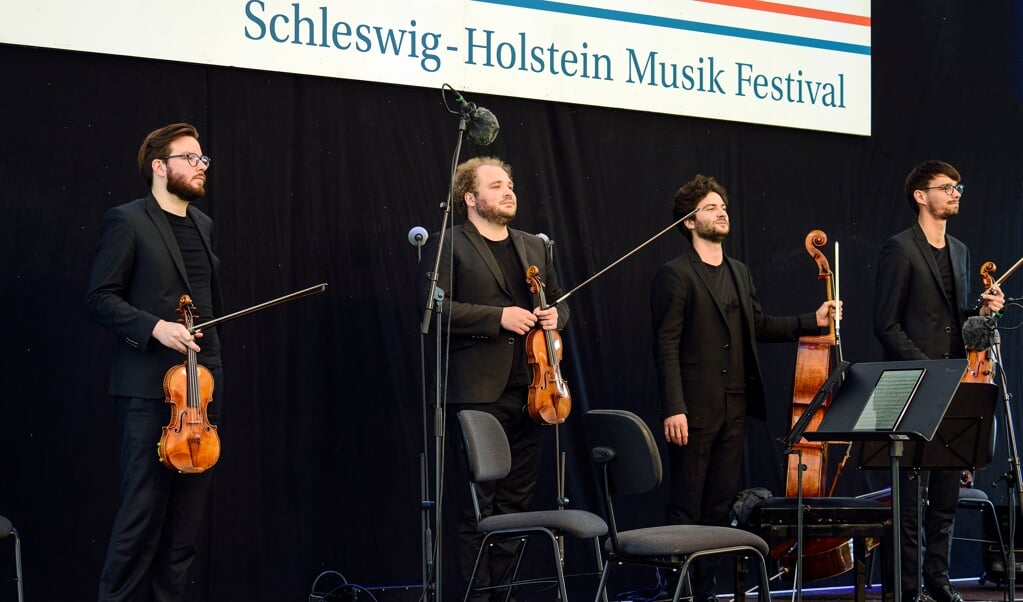 Strygekvartetten Goldmann - fra venstre er det Florian Schötz, Pinchas Adt, Raphael Paratore og Christoph Vandory. ( Hans Christian Davidsen)