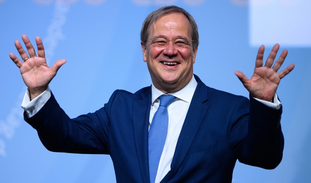 På partikongressen i Potsdam lignede Armin Laschet ikke en mand, der kæmper med stadig værre meningsmålinger. (Soeren Stache/dpa)