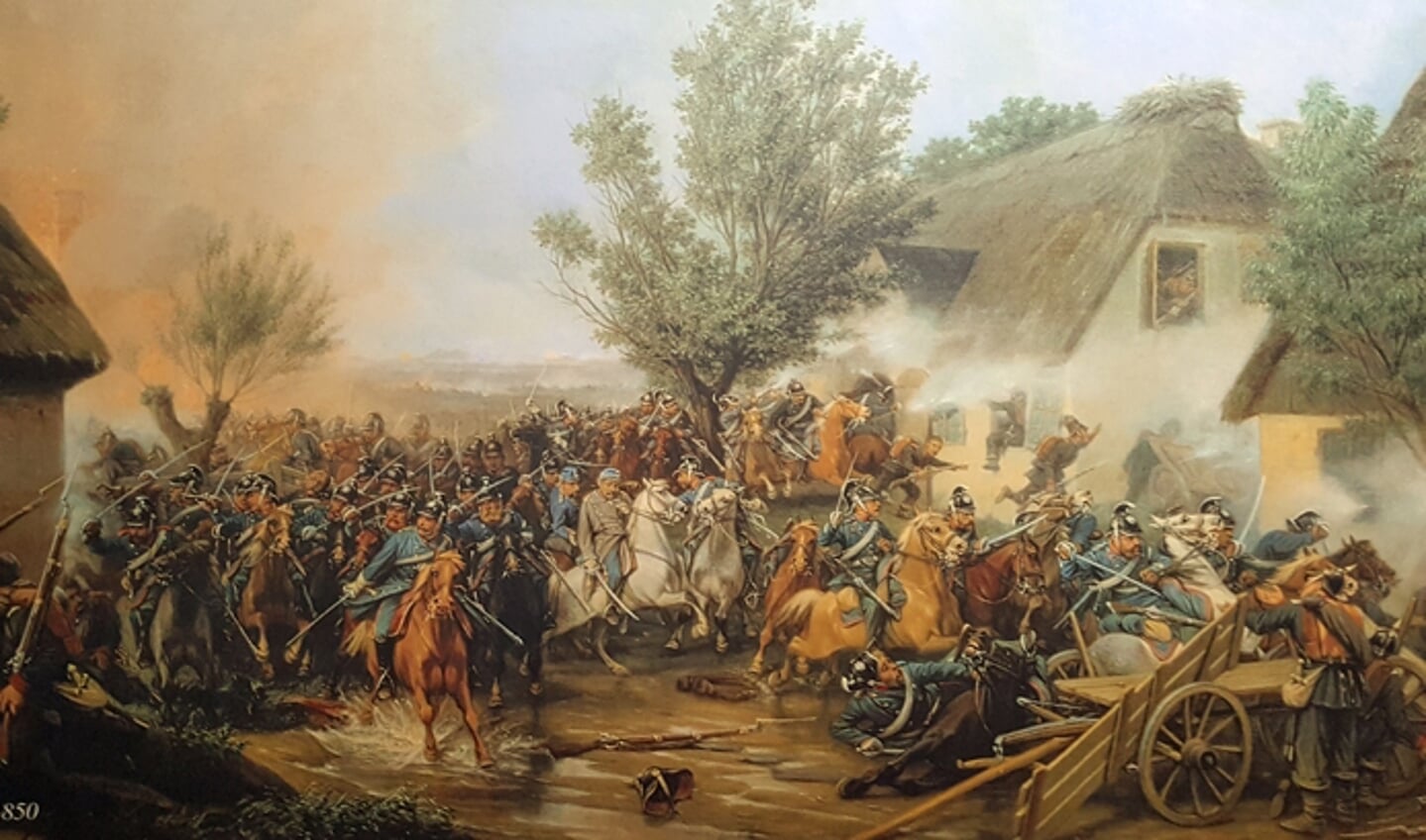 Die Schlacht bei Idstedt 1850 gilt als eine der verlustreichsten kriegerischen Auseinandersetzungen Nordeuropas. Illustration: