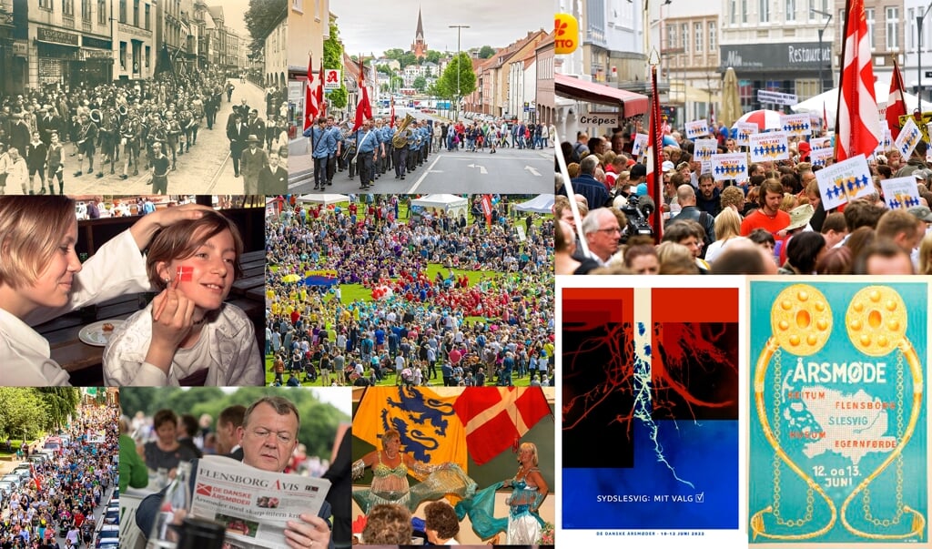 De danske årsmøder i Sydslesvig har fundet sted siden 1921. Flensborg Avis har fundet en masse billeder frem, som du kan se i denne artikel.  (Fotos: Arkiv. Collage: Eyla Boysen)