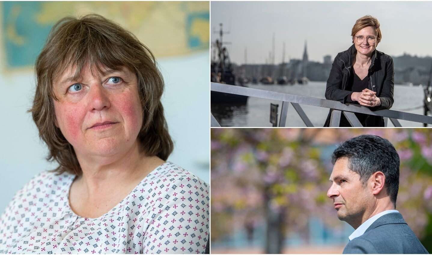 Som sagen ligger nu, er det en trio som dyster om overborgmesterposten den 18. september: Karin Haug (til venstre), nuværende overborgmester Simone Lange og Fabian Geyer. Fotos: