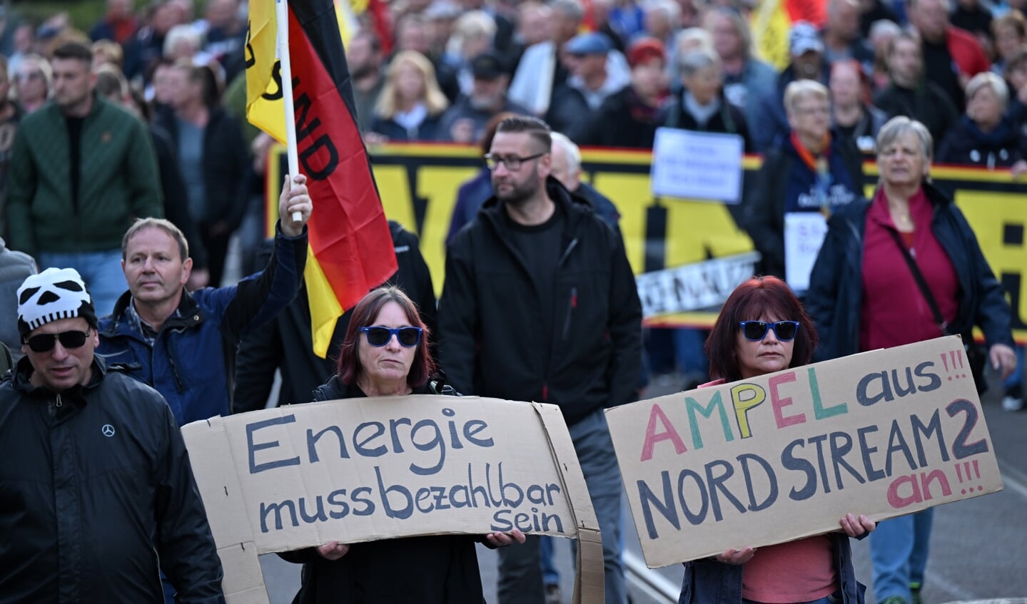 Tilhængere af AfD har stået bag demonstrationer med krav om at åbne Nord Stream 2. Foto: