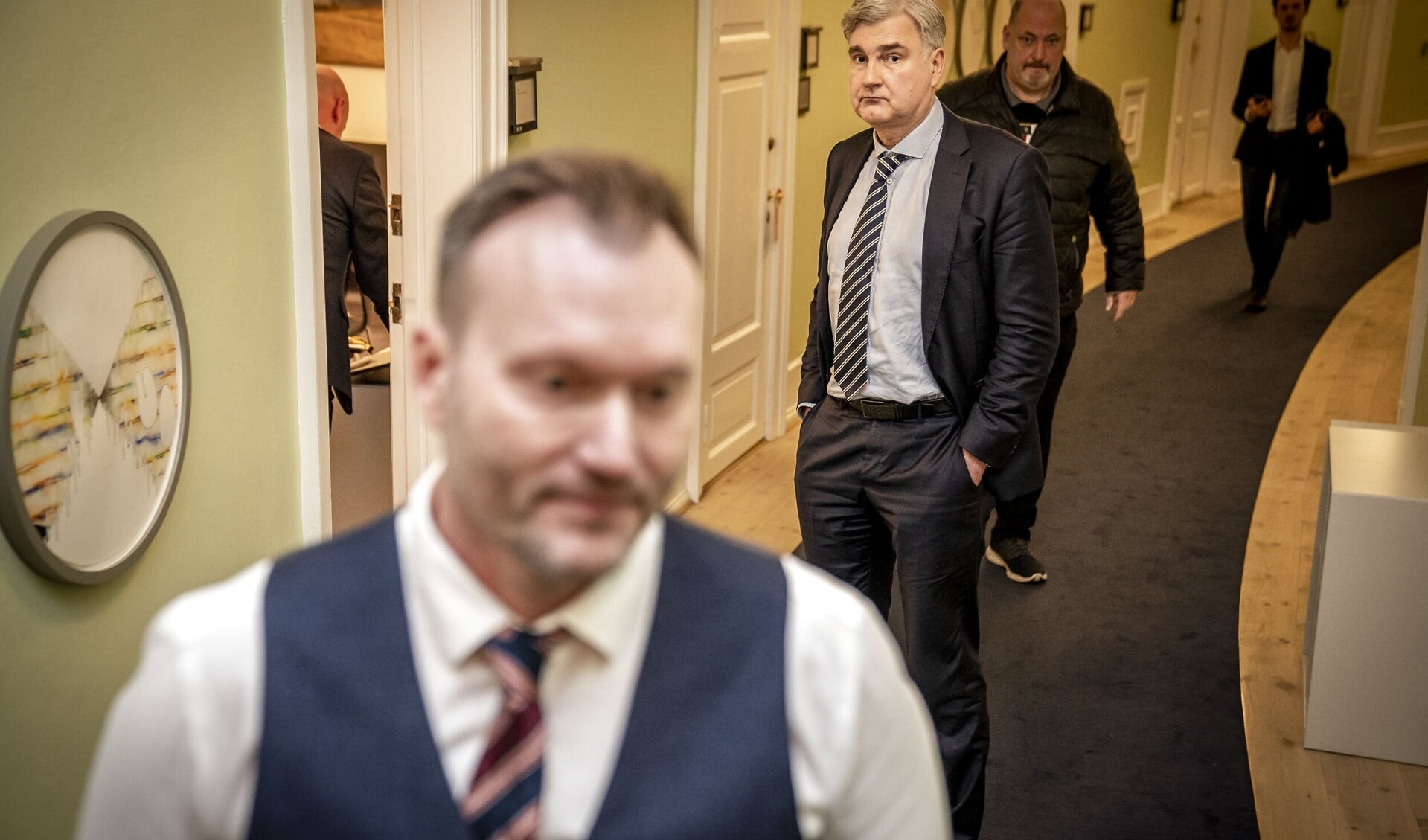 Lars Boje Mathiesen og Peter Seier Christensen efter at Nye Borgerlige har afholdt ekstraordinært hovedbestyrelsesmøde for at drøfte valget af en ny formand på Christiansborg tirsdag den 17. januar.
